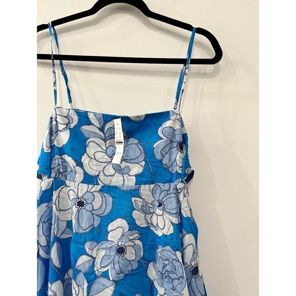 New J Crew Size L Convertible beach dress blue Linear peony Bow Vivid Blue BR047 - Picture 13 of 14